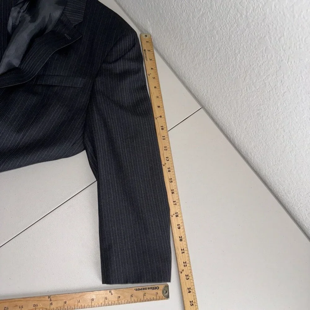 John Varvatos Blazer Mens 40 Sht wool Star USA Blue Striped Sports Coat Business